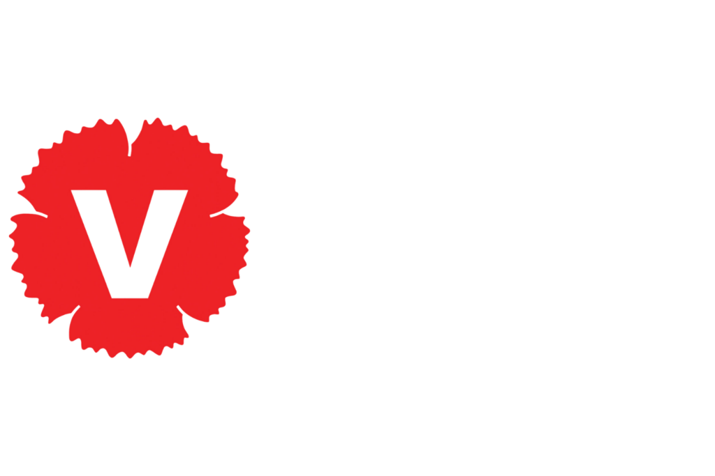 Vänsterpartiets logotyp i samband med ElektronikBranschens valspecial om elektronikskatten 2022.
